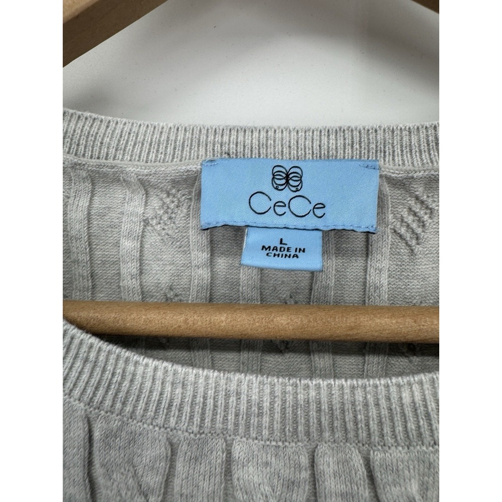 CeCe Womens Large Cable Knit Sweater Fisherman Preppy Classic Cropped Layers - Picture 4 of 7